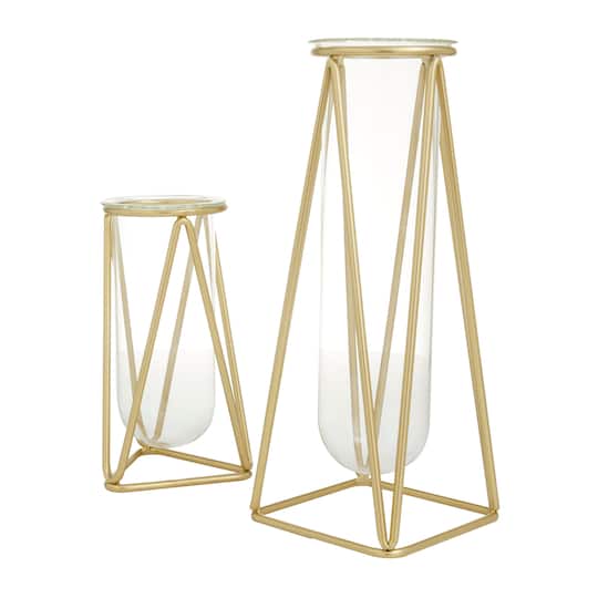 CosmoLiving by Cosmopolitan 9" Gold Modern Iron Vase Set